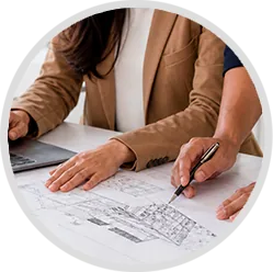 Icono de asesoramiento administrativo y técnico para servicios de arquitectura y gestión de proyectos.