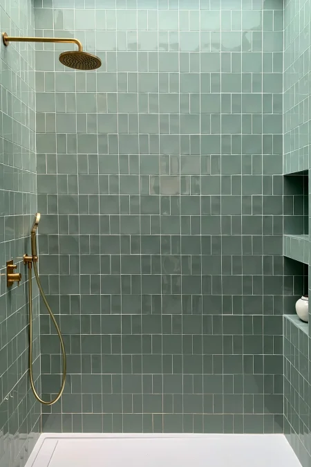 Zona de ducha de Casa Rosca con diseño interior contemporáneo.